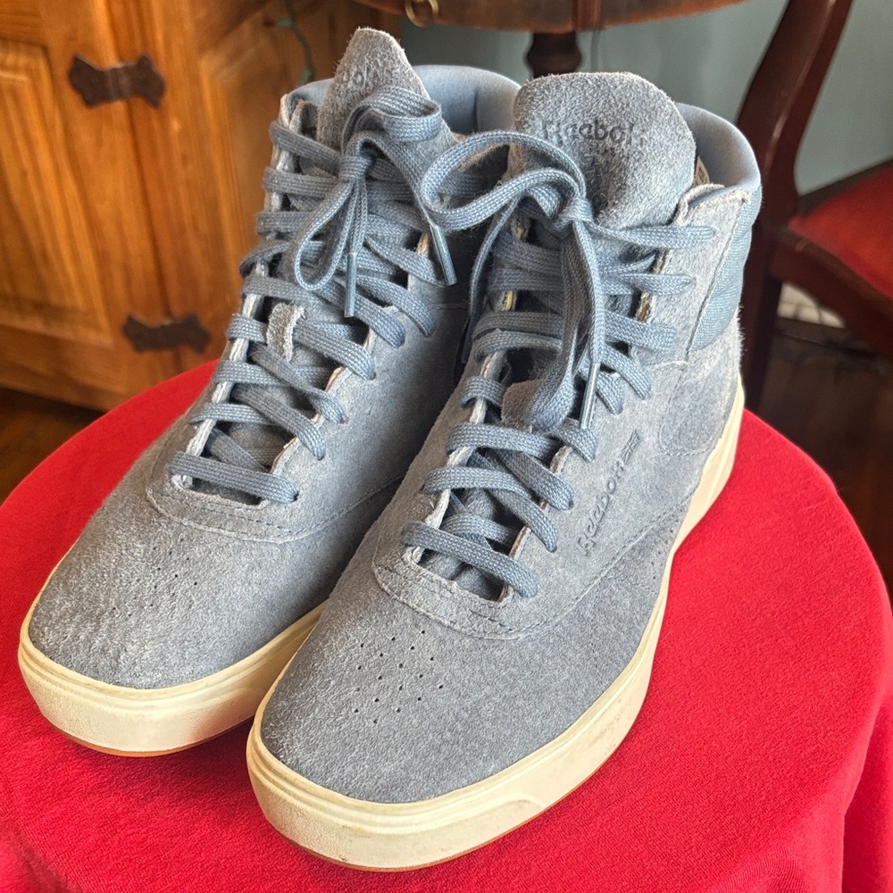Reebok Women's Freestyle Hi Nova Blue Suede Sneakers